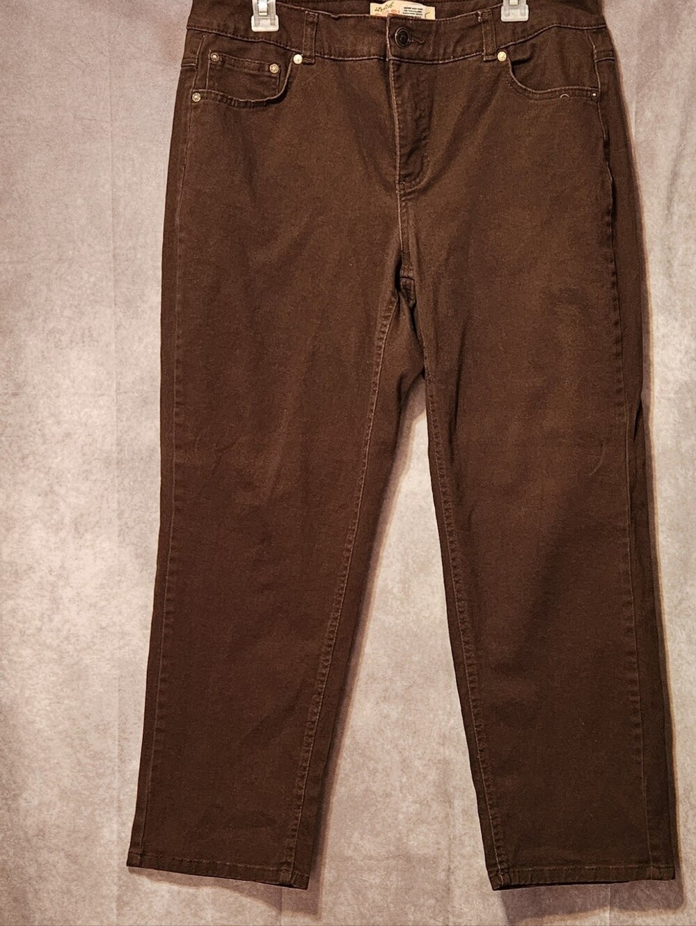 Just My Size Womens Jeans 16W Short Brown Stretch Classic Straight Leg Denim